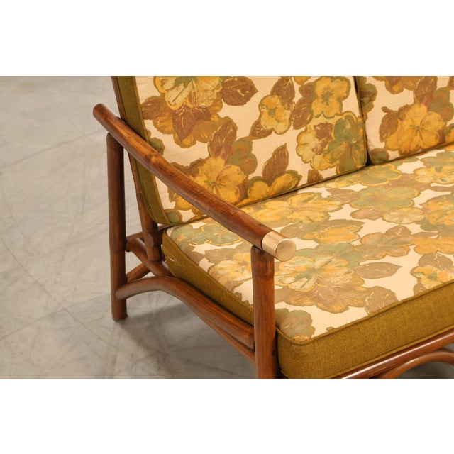 Wood Vogue Coastal Vintage Rattan Bamboo Loveseat For Sale - Image 7 of 18