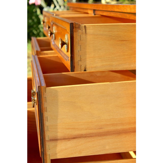 Drexel Mid-Century Mahogany Lowboy Dresser With Matching Mirror - Vintage Solid Wood With Hidden Compartment For Sale - Image 9 of 18