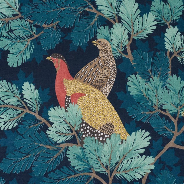 Contemporary Schumacher Covey Hedge Fabric In Midnight For Sale - Image 3 of 5