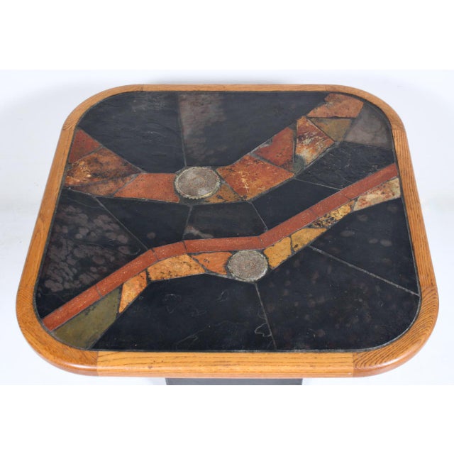 V. Ramburrem African Slate, Brass & Wood Occasional Table, 1980's For Sale - Image 13 of 18