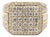 1990s 3 Carat Round & Baguette Diamond 14k Gold Mens Cluster Ring, Size 11 For Sale