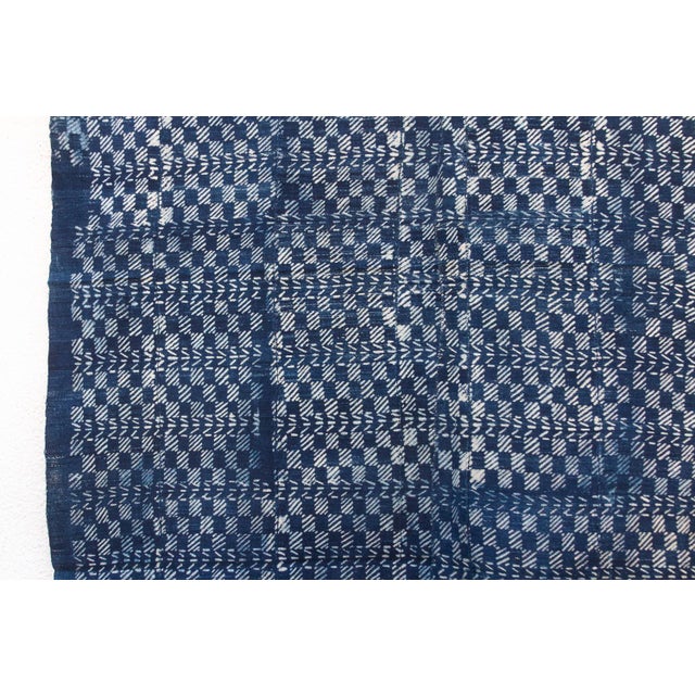 1970s Segou Matrix Indigo Mud Cloth Throw For Sale - Image 5 of 5