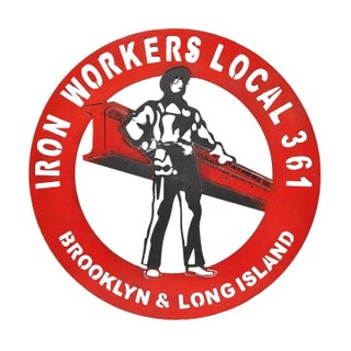 Iron Workers 361 Brooklyn & Long Island Hanging Wall Steel Black Metal Plaque For Sale