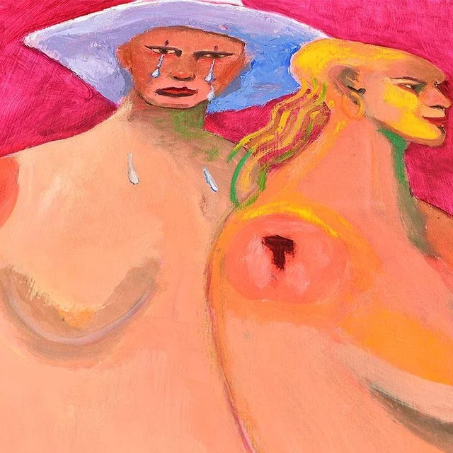 Plastic Original Clair Seglem Portrait Painting of Mannequins in Bright Pink For Sale - Image 7 of 9