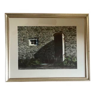 Vintage Original Watercolor Painting by American Artist Gregory Strachov, Titled, “Time and Shadow” For Sale