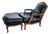 Chateau Dax French Provincial Black Top Grain Leather Lounge Chair & Ottoman For Sale