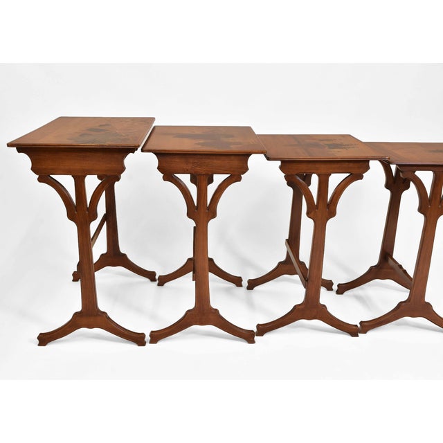 Art Nouveau Seascape Boats Nesting Tables by Emile Gallé, 1900s, Set of 4 For Sale - Image 13 of 18