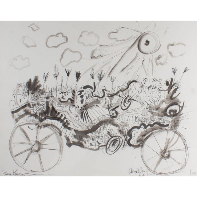 A 2009 abstract mixed media drawing titled, Moving Landscape, by the American artist James L. Bruch (1942-2023). Titled,...