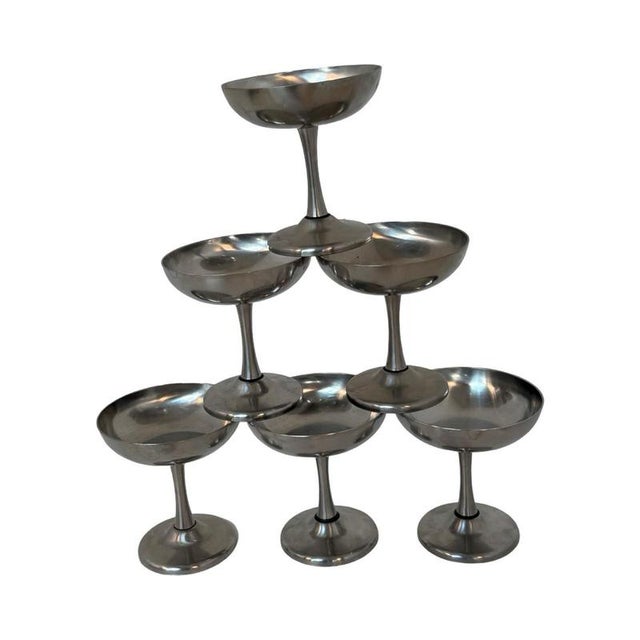 Stainless Steel Martini Glasses from Spring Switzerland, Set of 6 For Sale - Image 4 of 8