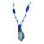 Organic Modern Artisan Larimar, Lapis Lazuli & Herkimer Diamond Sterling Silver Statement Necklace For Sale