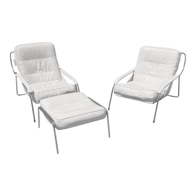 Italian Maggiolina Lounge Chairs & Ottoman by Marco Zanuso for Zanotta For Sale