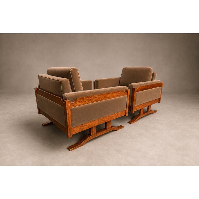 Brazilian Modern Pair of Armchairs in Caviúna and Mushroom-Taupe Mohair, Novo Rumo, 1960s For Sale - Image 15 of 18