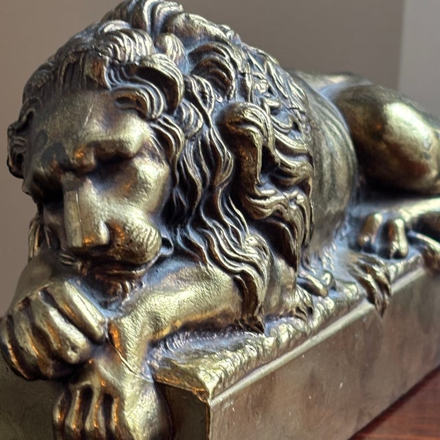 Neoclassical Lion in Repose Sculpture After Antonio Canova For Sale - Image 10 of 14