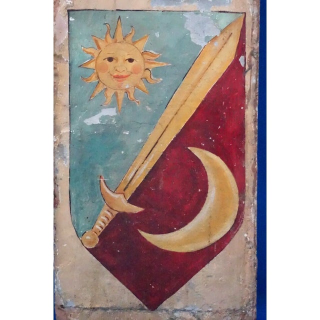 16th Century Renaissance Ceramic Tile with Heraldic Coat of Arms with Sun and Moon from the Abbey of Mirasole Milan, Italy For Sale - Image 15 of 18
