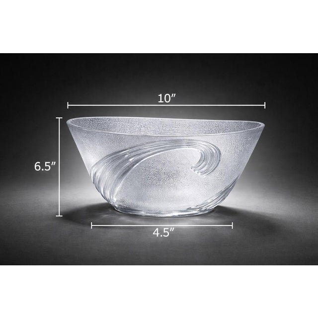 Mobile-Ready Description Vintage frosted art glass centerpiece bowl featuring a sculptural sweeping swirl motif formed...