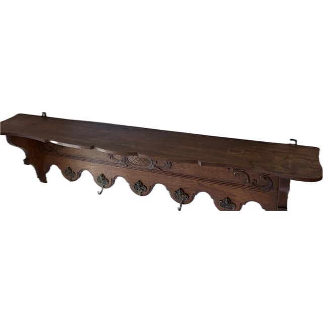 Vintage French Carved Wood Coat or Pot Rack For Sale - Image 10 of 12