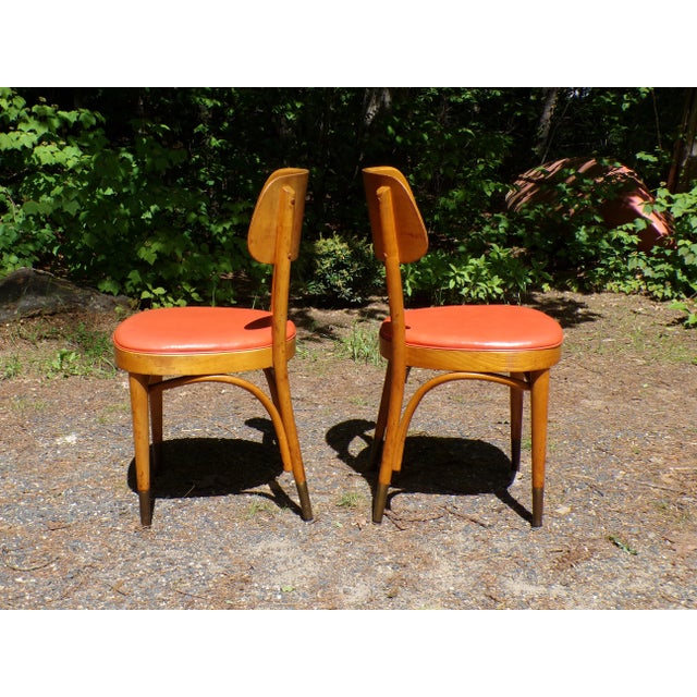 Wood Vintage Pair Thonet Mid Century Modern Bentwood Bistro Chairs For Sale - Image 7 of 12