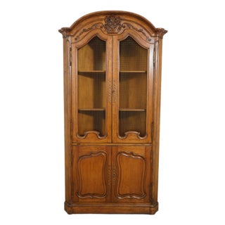 Don Rousseau Attributed Country French Walnut Corner Cabinet For Sale