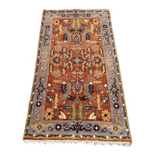 Vintage Colorful Turkish Oushak Hand Knotted Wool Transitional Design Rug 3x5’ For Sale