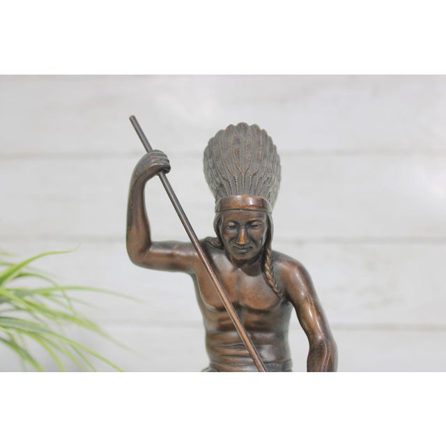 Antique Jennings Brothers Native American War Chief Bronze-Clad Sculpture JB 2245 This premier Jennings Brothers bronze-...