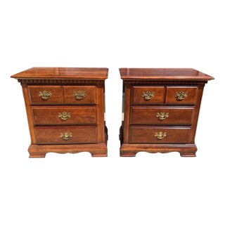 Pair of Chippendale Style Three Drawer Nightstands For Sale