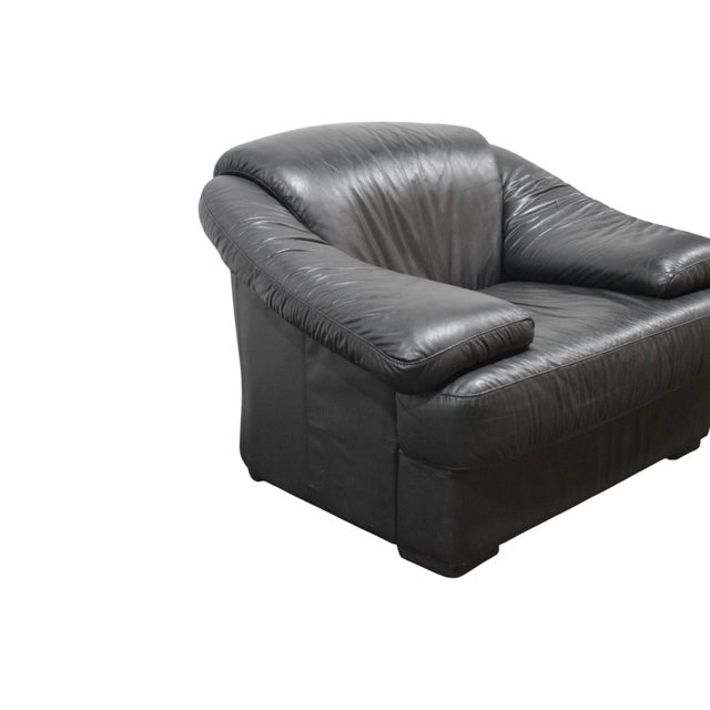Late 20th Century 1980's Italian Modern Leather Chair and Ottoman For Sale - Image 5 of 10