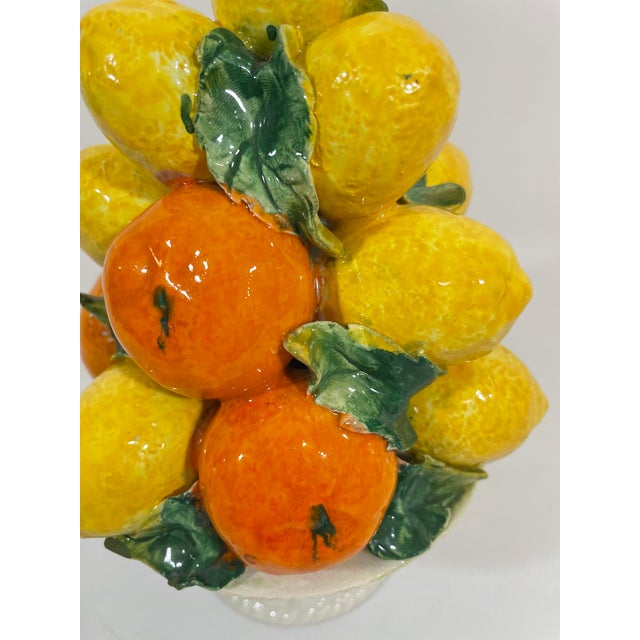 Mid 20th Century Petite Italian Lemons and Oranges Ceramic Topiary For Sale - Image 10 of 16