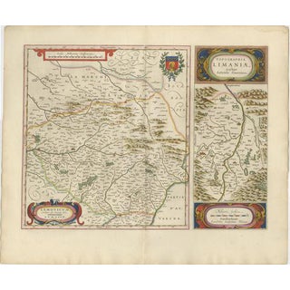 Antique Map of Limousin and Limagne from Blaeu, France, 1642 For Sale