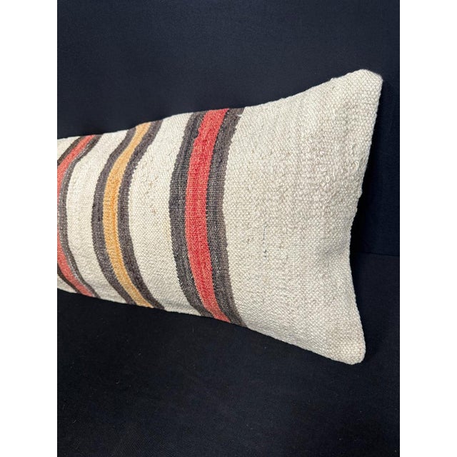 Turkish Hemp Pillow Cushion Natural Beige Brown Cushion Cover 14x45 For Sale - Image 4 of 4