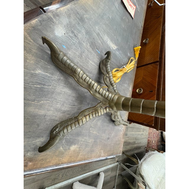 Mid 20th Century P.E. Guerin Bronze Ostrich Leg Lamp For Sale - Image 9 of 14