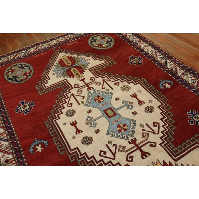 Madder Red Armenian Antique Rug, Dated 1940 For Sale - Image 12 of 18