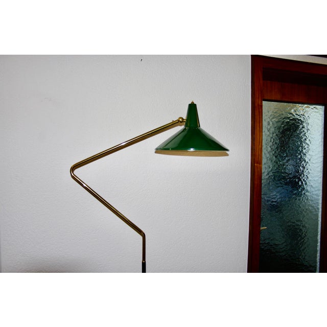 Large Italian lamp from the Stilnovo company, founded by Bruno Gatta in 1950, made of brass and lacquered sheet metal,...