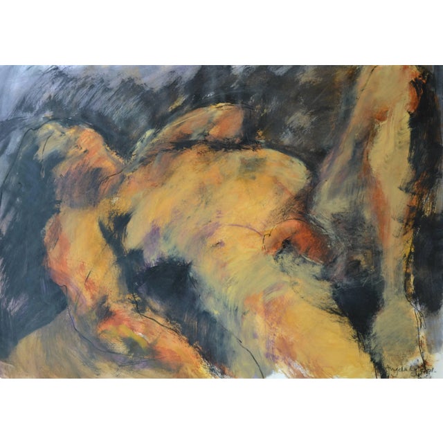 Contemporary Angela Lyle "Reclined Pose" Mixed Media Painting on Paper 2001 For Sale - Image 3 of 3
