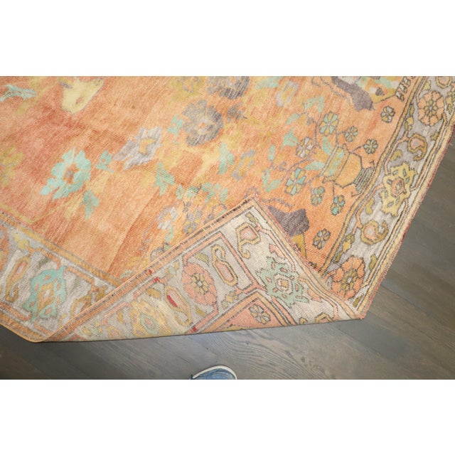 Vintage Zabihi Collection Peach Orange Turkish Anatolian Mermaid Rug - 5'8" x 7'4" For Sale - Image 10 of 11