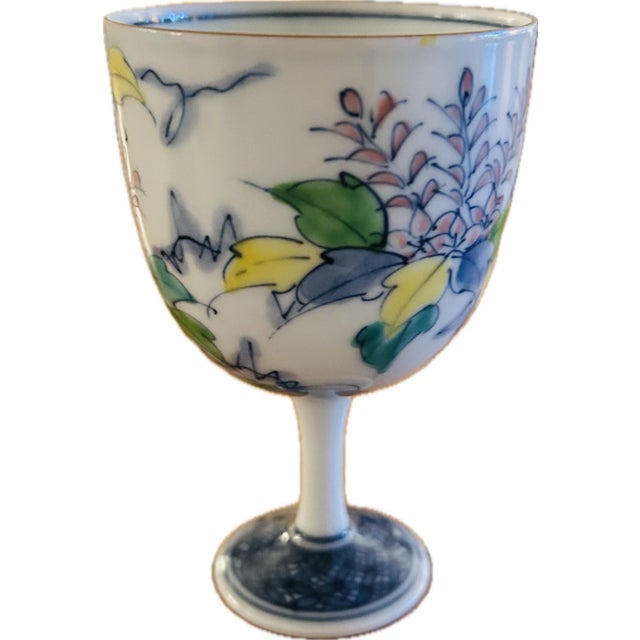 Asian 1940s Mino Shozan Ceramic Stemmed Cup From Japan For Sale - Image 3 of 6