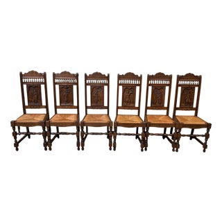 Vintage Oak Chairs, 1945, Set of 6 For Sale