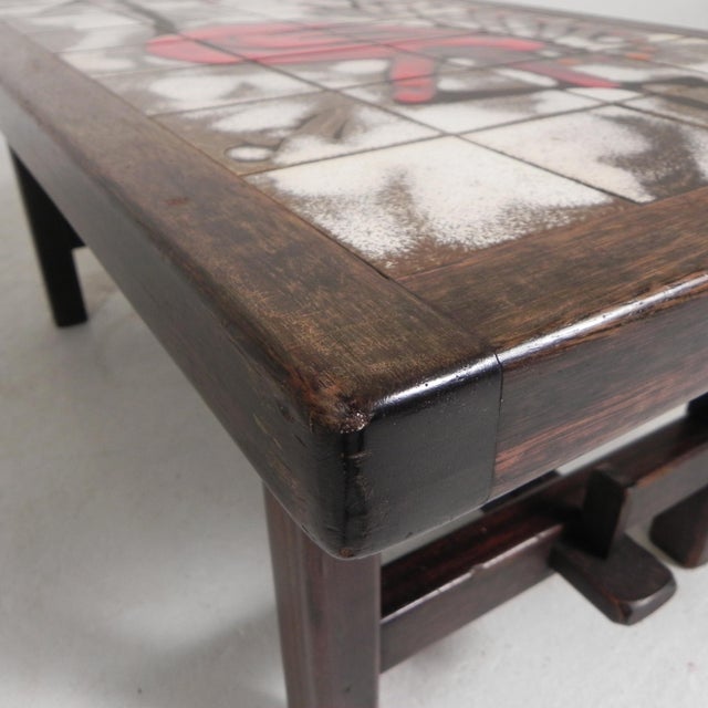 Vallauris Tile Table with an Image of a Fantasy Bird, 1960s For Sale - Image 18 of 18