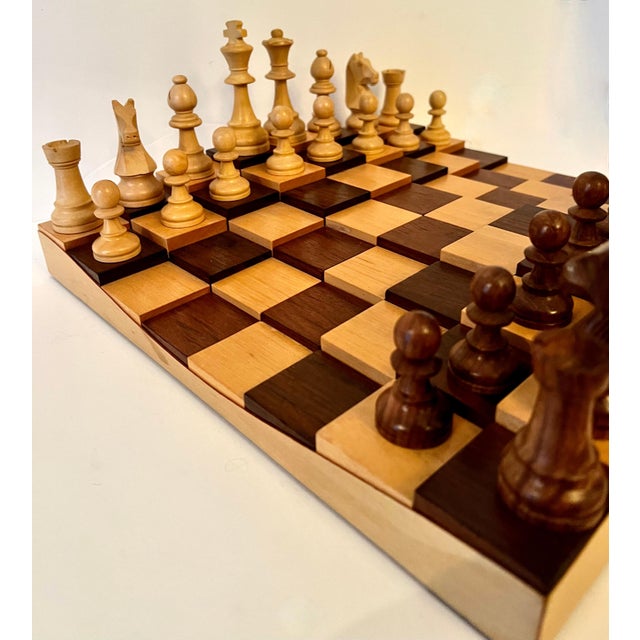 Mid 20th Century 3 Dimensional Wooden Chess or Checker Board with Chess Players For Sale - Image 5 of 7