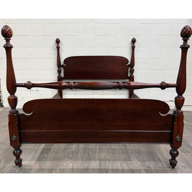 Traditional Vintage Full Size Duncan Phyfe Style Mahogany Bed For Sale - Image 3 of 16