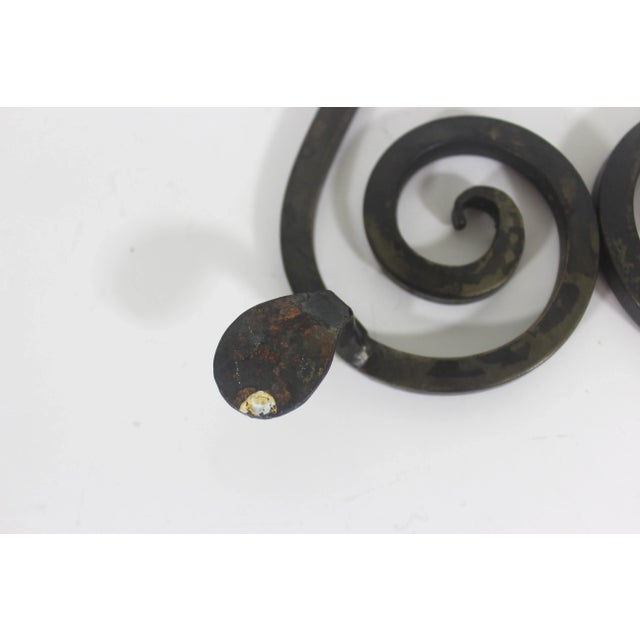 Metal Vintage Wrought Iron Heart Shaped Trivet, Kettle Stand For Sale - Image 7 of 8