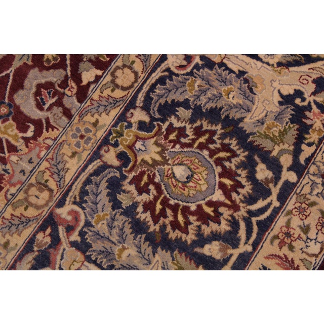 1990s Elegant Floral Pak-Persian Maroon/Blue Wool Rug - 9'1'' X 12'2'' For Sale - Image 5 of 9