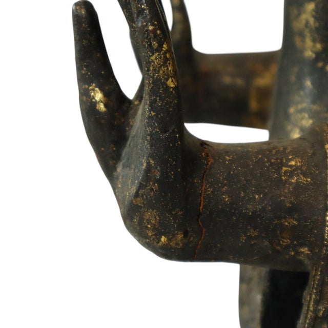 Very Large Weathered Gilded Wood Statue of Buddha, Burma For Sale - Image 13 of 18