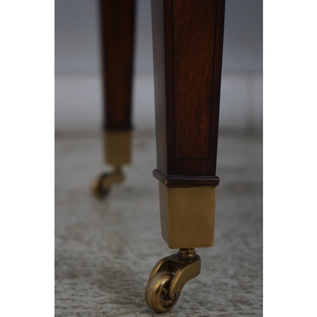 1960s Maitland Smith Regency Style Mahogany Inlaid 2 Tier Server For Sale - Image 11 of 18
