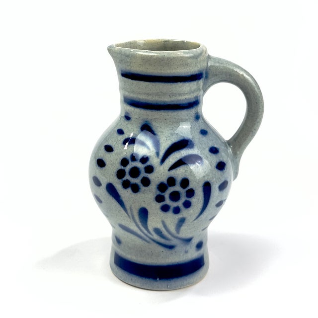 Vintage Blue & White Ceramic Pitcher Curation - Group of 5 For Sale - Image 11 of 18