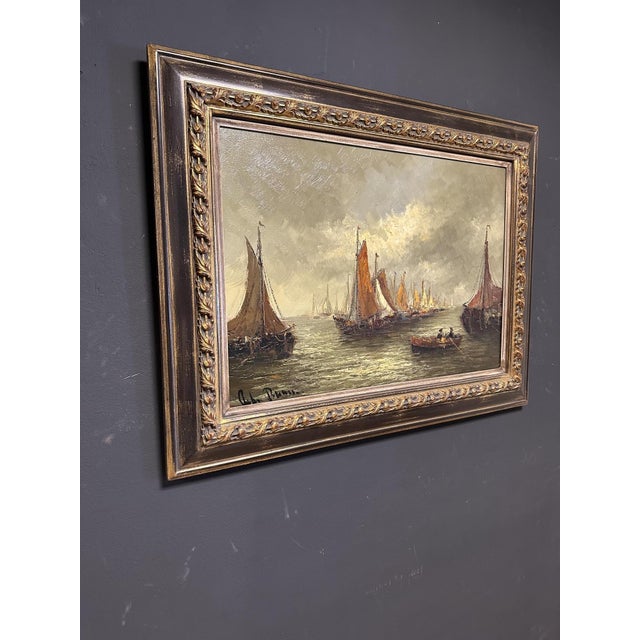 1970s Peter Brouwer, Ijsselmeer, 1970s, Oil Painting on Canvas For Sale - Image 5 of 10