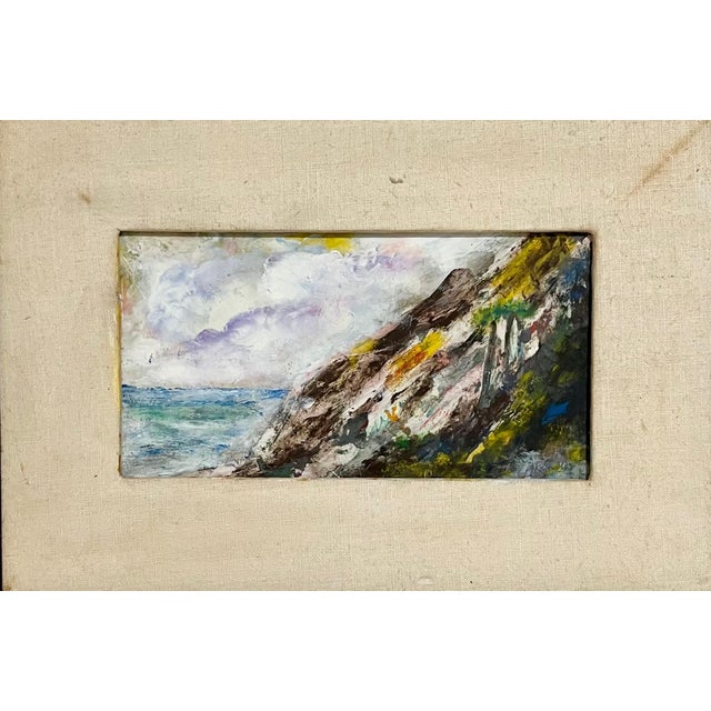 J. James Akston, Modernist Impasto Painting Mountain with Ocean Landscape J. James Akston, 1979 For Sale