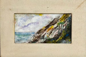 J. James Akston, Modernist Impasto Painting Mountain with Ocean Landscape J. James Akston, 1979