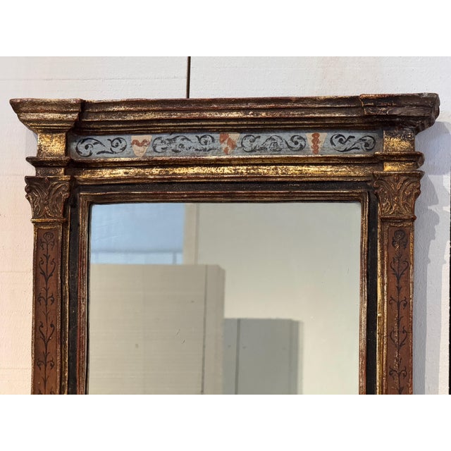 1920s Italian Painted and Parcel Gilt Plaster Mirror For Sale - Image 5 of 8