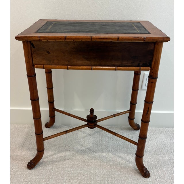 Late 19th Century Antique Aesthetic Movement Faux Bamboo Chinoiserie Style Side Table With Drawer For Sale - Image 5 of 18