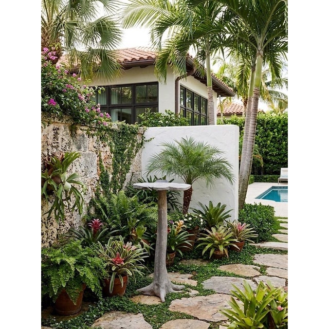 Dove Gray Mid-Century Hand-Carved Teakwood Mushroom Garden Sculpture For Sale - Image 8 of 12